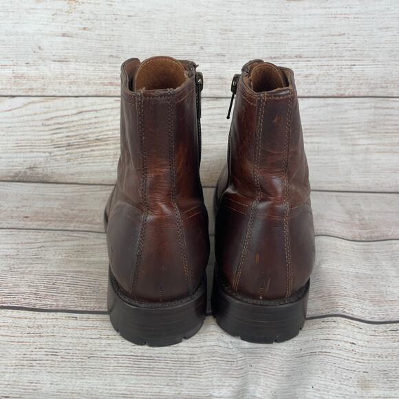 Frye Mens Sz 9.5D Bowery Lace-Up Boots Brown Leather